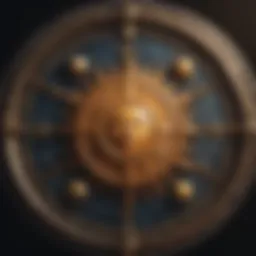 Astrological chart with symbols of Sun, Moon, and Rising signs