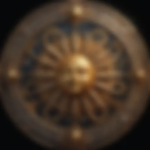 Celestial symbols representing Sun, Moon, and Rising signs
