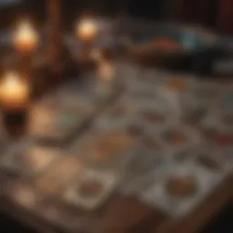 Illustration of tarot cards spread on a table