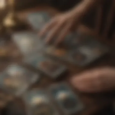 Woman's hand delicately selecting a tarot card