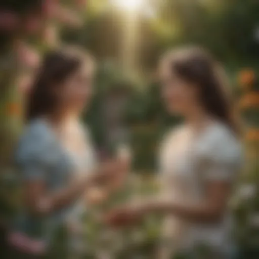 Illustration depicting friendship as a flourishing garden
