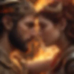 Illustration depicting the fiery passion between Aries and Leo