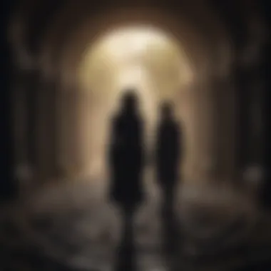 Labyrinthine Silhouettes Silhouette of figures in a labyrinth