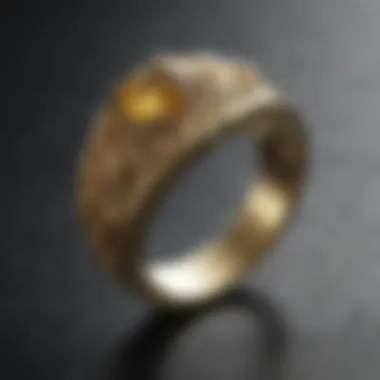 Yellow sapphire ring with celestial symbols