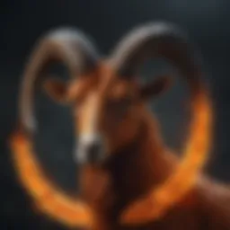 Aries symbol representation with fiery elements